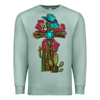 Seafoam Gemstone Cross With Cactus Premium Sweatshirt - RanaPortraitStore