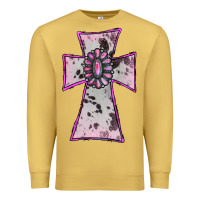 Antique Gold Cowhide Pink Gemstone Cross Premium Sweatshirt - RanaPortraitStore