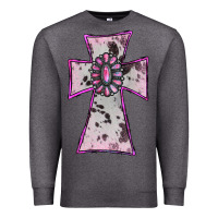 Charcoal Heather Cowhide Pink Gemstone Cross Premium Sweatshirt - RanaPortraitStore
