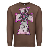 Chestnut Cowhide Pink Gemstone Cross Premium Sweatshirt - RanaPortraitStore