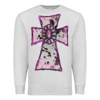 Dove Grey Cowhide Pink Gemstone Cross Premium Sweatshirt - RanaPortraitStore