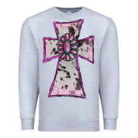 Heather Grey Cowhide Pink Gemstone Cross Premium Sweatshirt - RanaPortraitStore