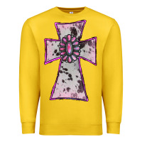Lemon Cowhide Pink Gemstone Cross Premium Sweatshirt - RanaPortraitStore