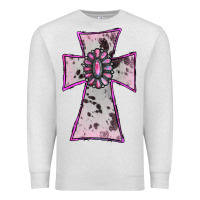 Oatmeal Heather Cowhide Pink Gemstone Cross Premium Sweatshirt - RanaPortraitStore