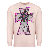 Pale Pink Cowhide Pink Gemstone Cross Premium Sweatshirt - RanaPortraitStore