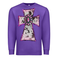 Purple Cowhide Pink Gemstone Cross Premium Sweatshirt - RanaPortraitStore
