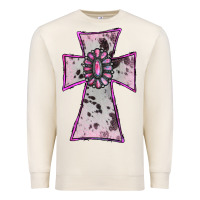 Sandshell Cowhide Pink Gemstone Cross Premium Sweatshirt - RanaPortraitStore