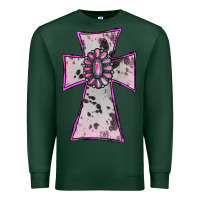 Sports Green Cowhide Pink Gemstone Cross Premium Sweatshirt - RanaPortraitStore