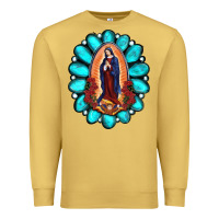 Antique Gold Gemstone Lady Of Guadalupe Premium Sweatshirt - RanaPortraitStore