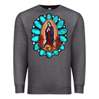 Charcoal Heather Gemstone Lady Of Guadalupe Premium Sweatshirt - RanaPortraitStore