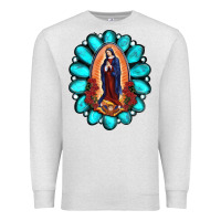 Oatmeal Heather Gemstone Lady Of Guadalupe Premium Sweatshirt - RanaPortraitStore