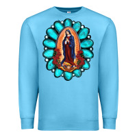 Ocean Blue Gemstone Lady Of Guadalupe Premium Sweatshirt - RanaPortraitStore