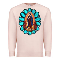 Pale Pink Gemstone Lady Of Guadalupe Premium Sweatshirt - RanaPortraitStore