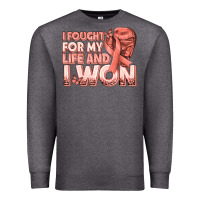 Charcoal Heather i fought for my life and i won uterine cancer peac Premium Sweatshirt - texasbilliewilder