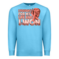 Ocean Blue i fought for my life and i won uterine cancer peac Premium Sweatshirt - texasbilliewilder