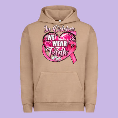 In October We Wear Pink Heart Urban Hoodie Designed By Jahusdesignshop