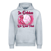 Heather Grey in october we wear pink breast cancer valleybal Urban Hoodie - JahusDesignShop