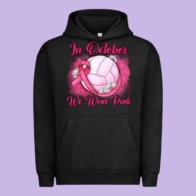 In October We Wear Pink Breast Cancer Valleybal Urban Hoodie Designed By Jahusdesignshop