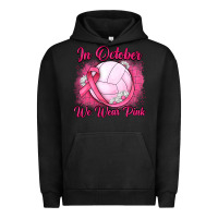 Pigment Black in october we wear pink breast cancer valleybal Urban Hoodie - JahusDesignShop
