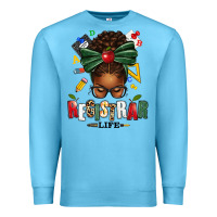 Ocean Blue registrar life afro messy bun Premium Sweatshirt - texasbilliewilder