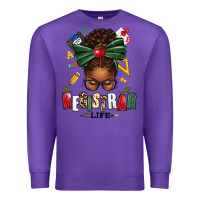 Purple registrar life afro messy bun Premium Sweatshirt - texasbilliewilder