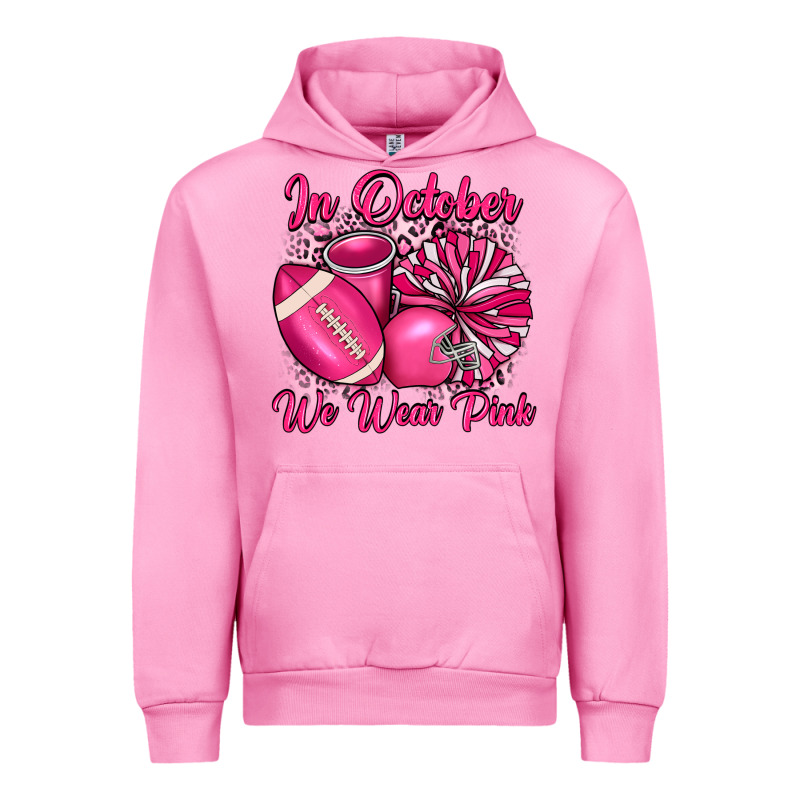 In October We Wear Pink Cheer With Football Breast Urban Hoodie by JahusDesignShop | Teevron