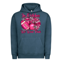 Pigment Midnight Navy in october we wear pink cheer with football breast Urban Hoodie - JahusDesignShop
