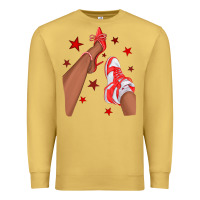 Antique Gold Bright Red Afro Girl Sneakers and Heels Premium Sweatshirt - texasbilliewilder
