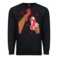 Black Bright Red Afro Girl Sneakers and Heels Premium Sweatshirt - texasbilliewilder