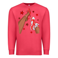Cardinal Bright Red Afro Girl Sneakers and Heels Premium Sweatshirt - texasbilliewilder