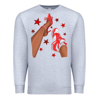 Heather Grey Bright Red Afro Girl Sneakers and Heels Premium Sweatshirt - texasbilliewilder