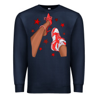 Navy Bright Red Afro Girl Sneakers and Heels Premium Sweatshirt - texasbilliewilder
