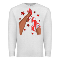 Oatmeal Heather Bright Red Afro Girl Sneakers and Heels Premium Sweatshirt - texasbilliewilder