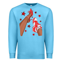 Ocean Blue Bright Red Afro Girl Sneakers and Heels Premium Sweatshirt - texasbilliewilder