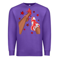Purple Bright Red Afro Girl Sneakers and Heels Premium Sweatshirt - texasbilliewilder
