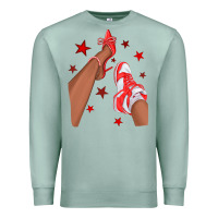 Seafoam Bright Red Afro Girl Sneakers and Heels Premium Sweatshirt - texasbilliewilder