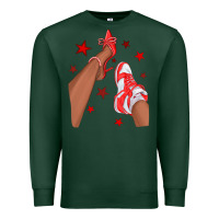 Sports Green Bright Red Afro Girl Sneakers and Heels Premium Sweatshirt - texasbilliewilder