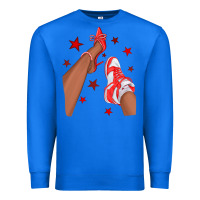 True Royal Bright Red Afro Girl Sneakers and Heels Premium Sweatshirt - texasbilliewilder