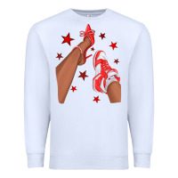 White Bright Red Afro Girl Sneakers and Heels Premium Sweatshirt - texasbilliewilder
