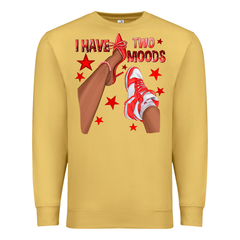 Bright Red I Have Two Moods Afro Girl Sneakers Premium Sweatshirt by texasbilliewilder | Teevron