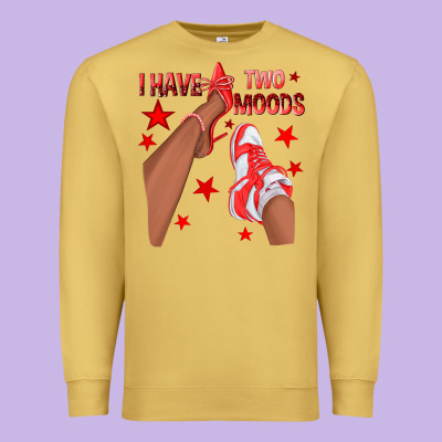 Bright Red I Have Two Moods Afro Girl Sneakers Premium Sweatshirt Designed By Texasbilliewilder