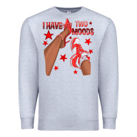 Heather Grey Bright Red I Have Two Moods Afro Girl Sneakers Premium Sweatshirt - texasbilliewilder