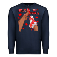 Navy Bright Red I Have Two Moods Afro Girl Sneakers Premium Sweatshirt - texasbilliewilder