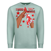 Seafoam Bright Red I Have Two Moods Afro Girl Sneakers Premium Sweatshirt - texasbilliewilder
