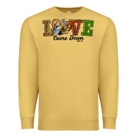 Antique Gold Love Came Down Baby Jesus Christmas Premium Sweatshirt - RanaPortraitStore