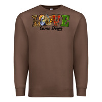 Chestnut Love Came Down Baby Jesus Christmas Premium Sweatshirt - RanaPortraitStore