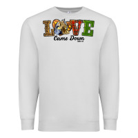 Dove Grey Love Came Down Baby Jesus Christmas Premium Sweatshirt - RanaPortraitStore