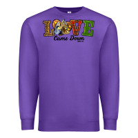 Purple Love Came Down Baby Jesus Christmas Premium Sweatshirt - RanaPortraitStore