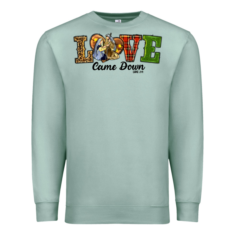 Love Came Down Baby Jesus Christmas Premium Sweatshirt by RanaPortraitStore | Teevron