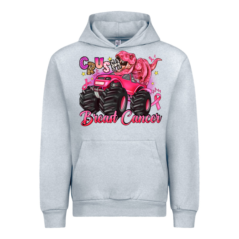 Crush Breast Cancer Monster Truck With Dinosaur Urban Hoodie by JahusDesignShop | Teevron